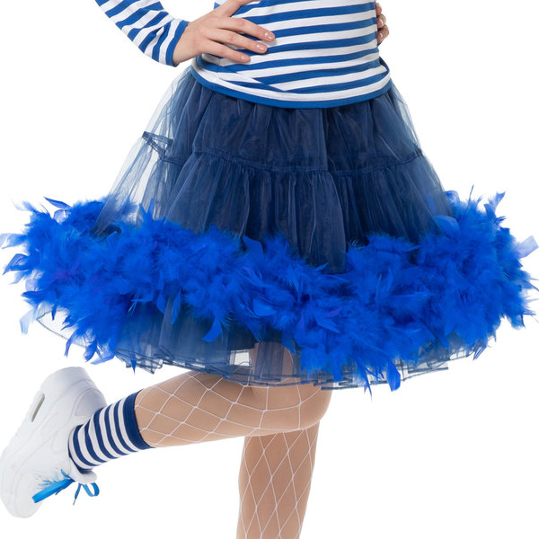 Petticoat Burlesque mit Federn, blau